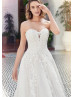 Ivory Lace Dotted Tulle Keyhole Back Sweet Wedding Dress